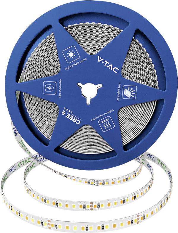 V-TAC VT-2835 240836 LED pásek Energetická třída (EEK2021): F (A - G) s klecovou tahovou pružinou 24 V 10 m teplá až studená bílá 10 m