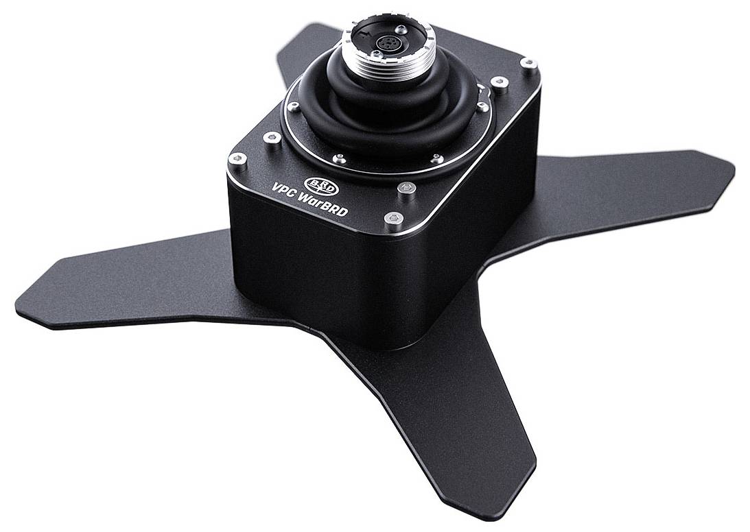 Černý třílistý robotický vrtulový modul se středovým motorovým středem a montážním bodem, zobrazený na bílém pozadí.