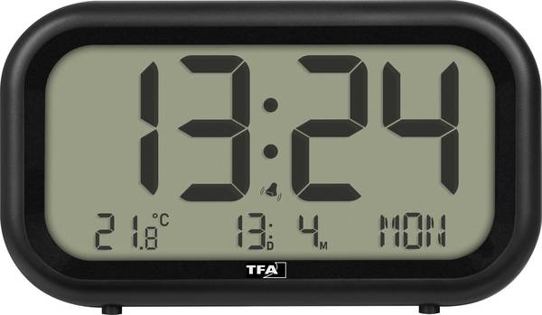 TFA Dostmann  60.2052.01  Quartz  budík  černá  časů buzení 1    velký displej , extra hlasitý budicí tón