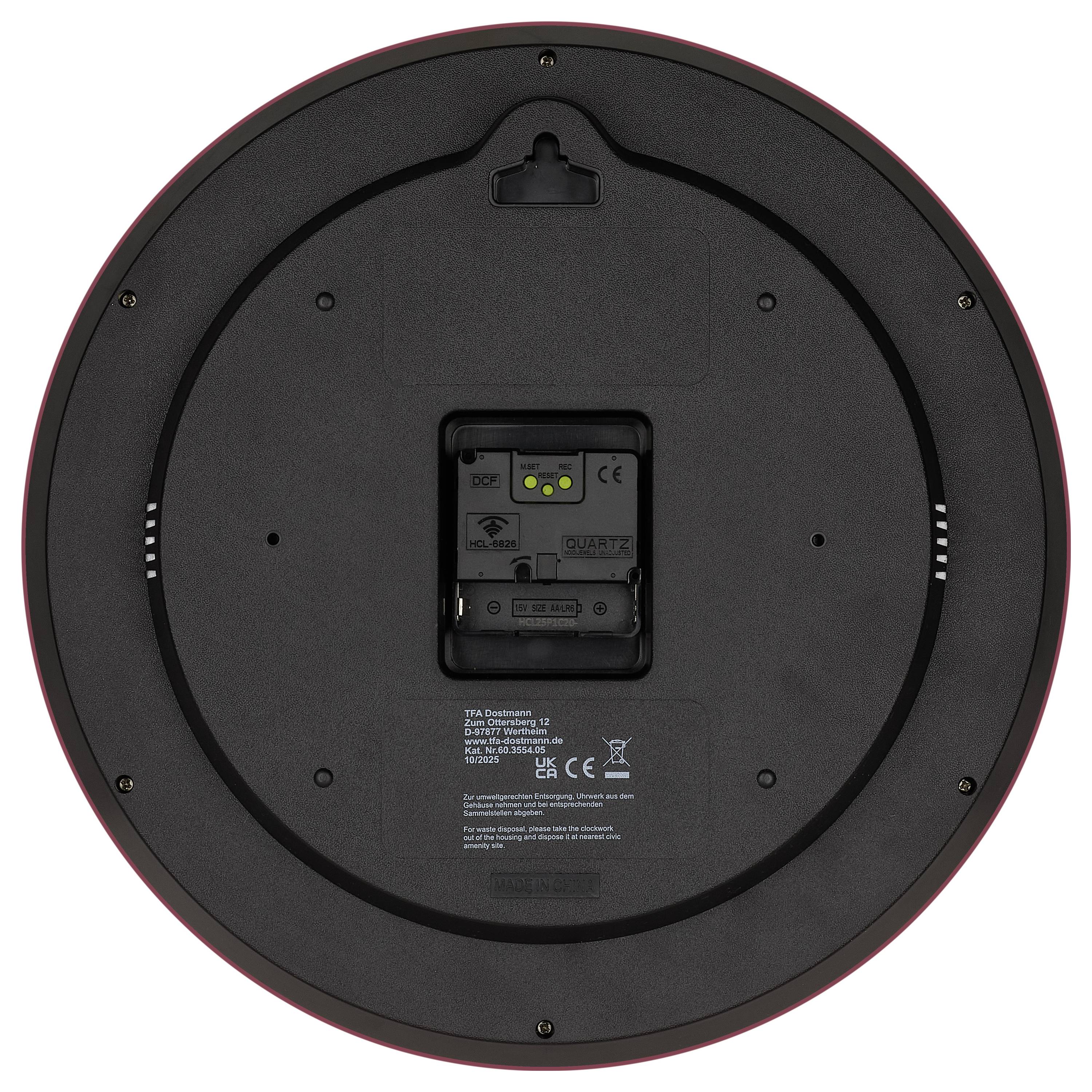 TFA Dostmann 60.3554.06 DCF nástěnné hodiny 50 mm x 320 mm , modrá, tiché hodiny (bez tikání)-2