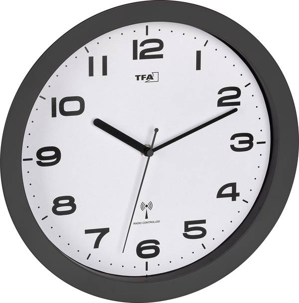 TFA Dostmann 60.3554.10 DCF nástěnné hodiny 50 mm x 320 mm , antracitová, tiché hodiny (bez tikání)