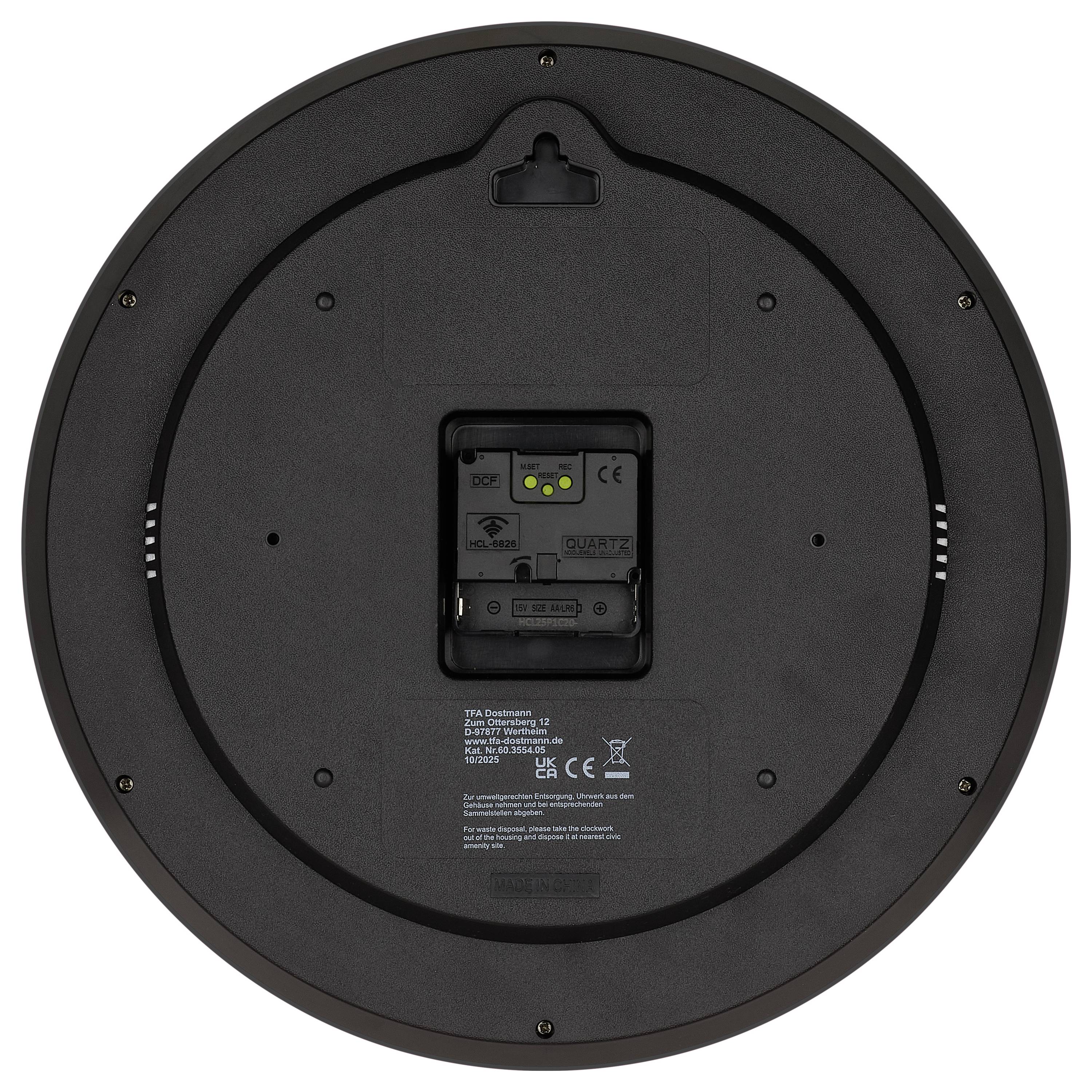 TFA Dostmann 60.3554.10 DCF nástěnné hodiny 50 mm x 320 mm , antracitová, tiché hodiny (bez tikání)-2