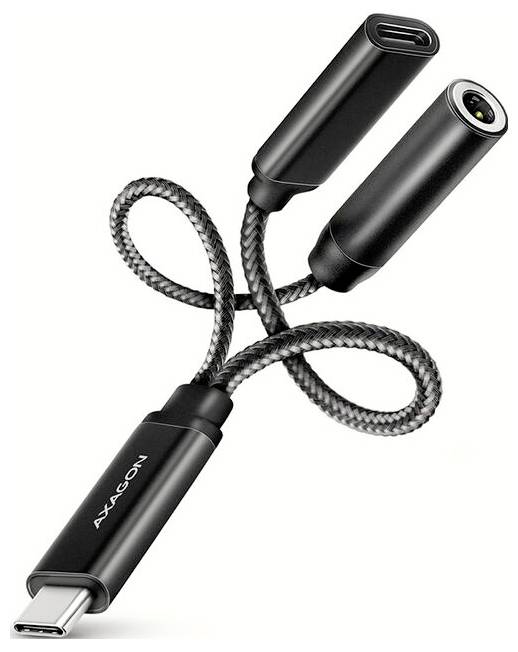 Pletený kabel USB-C pro nabíjení s jedním konektorem USB-C a dvěma magnetickými nabíjecími špičkami, zobrazený na bílém pozadí.
