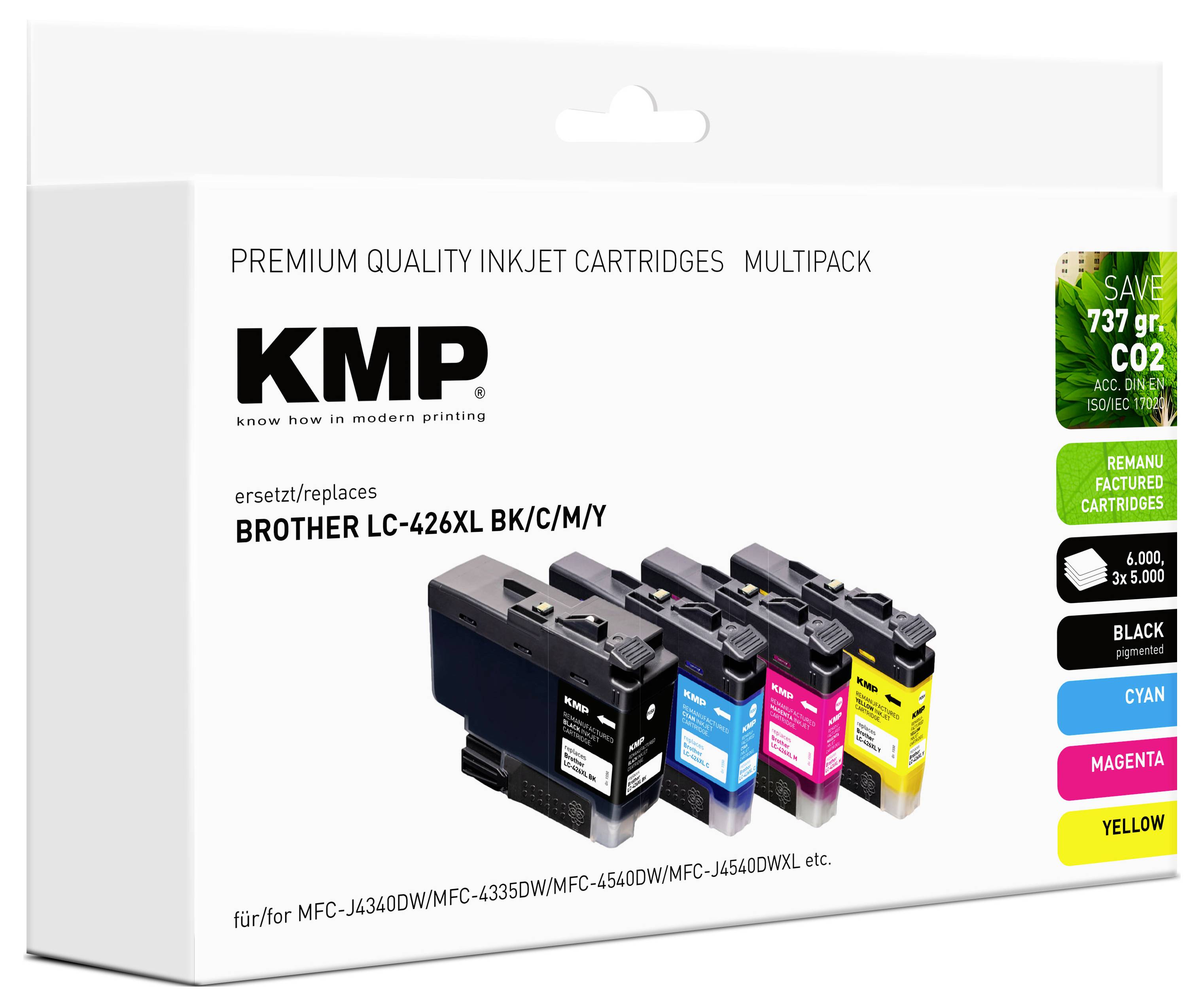 KMP Ink náhradní Brother LC426XLBK, LC426XLC, LC426XLM, LC426XLY kompatibilní kombinované balení černá, azurová, purppur-2