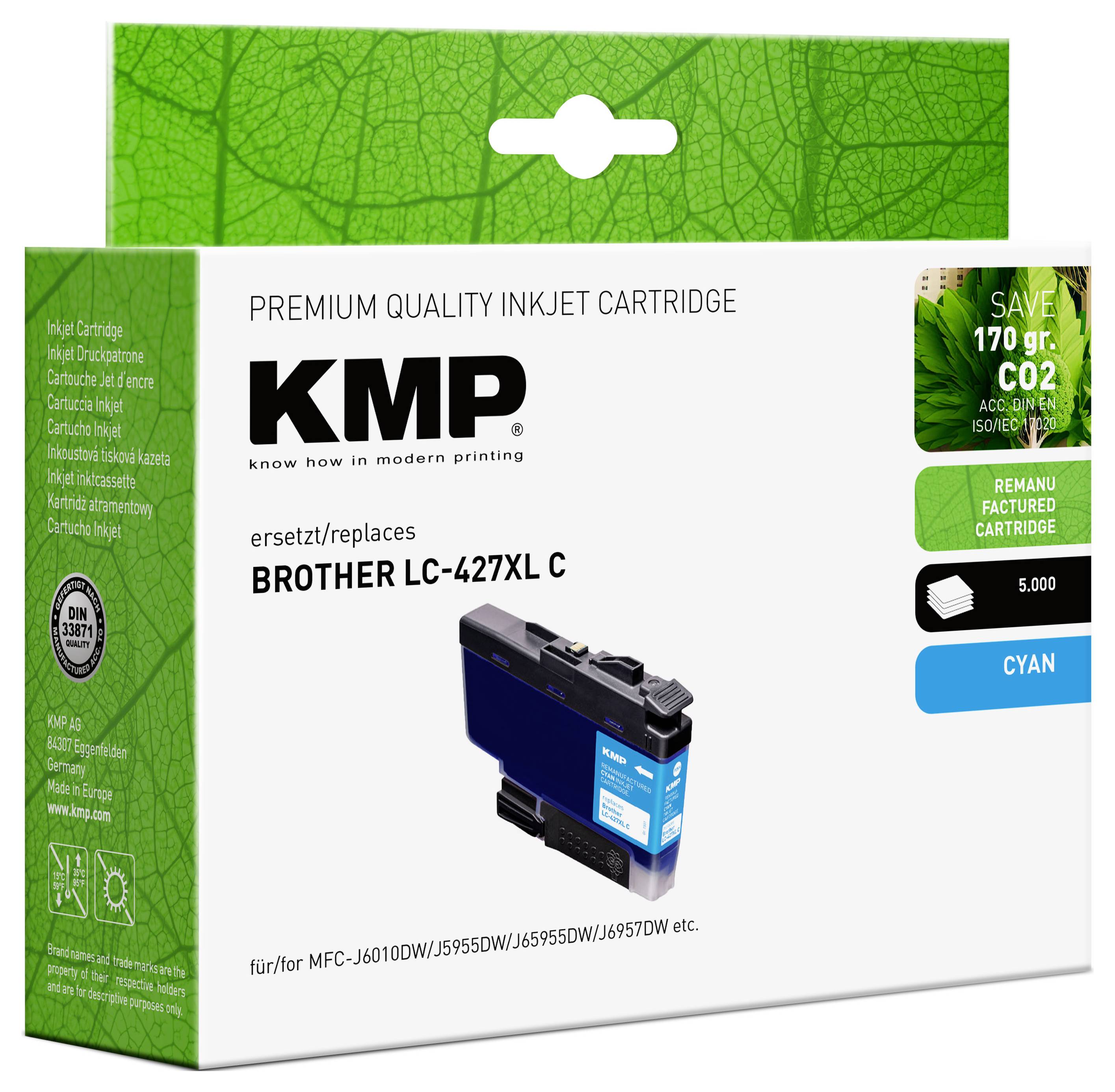 KMP Ink náhradní Brother LC427XLC kompatibilní azurová 1551,4003 1551,4003-2