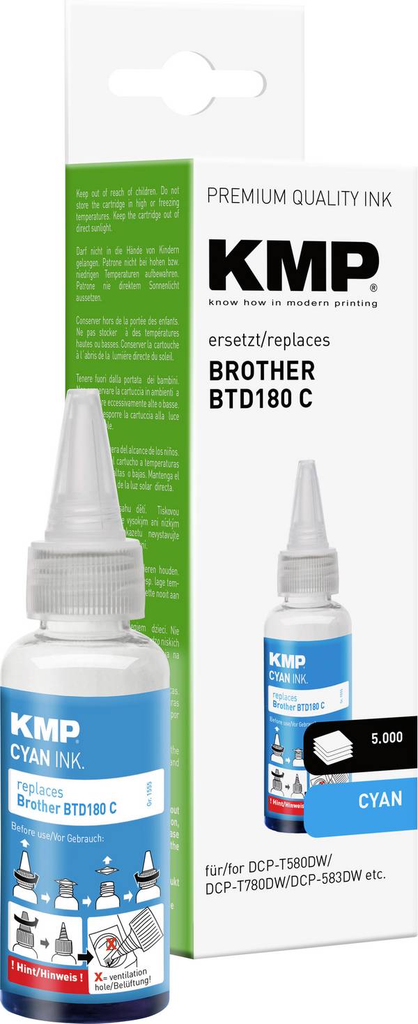 KMP Ink refill náhradní Brother BTD180C kompatibilní  azurová 50 ml 1555,0003 1555,0003