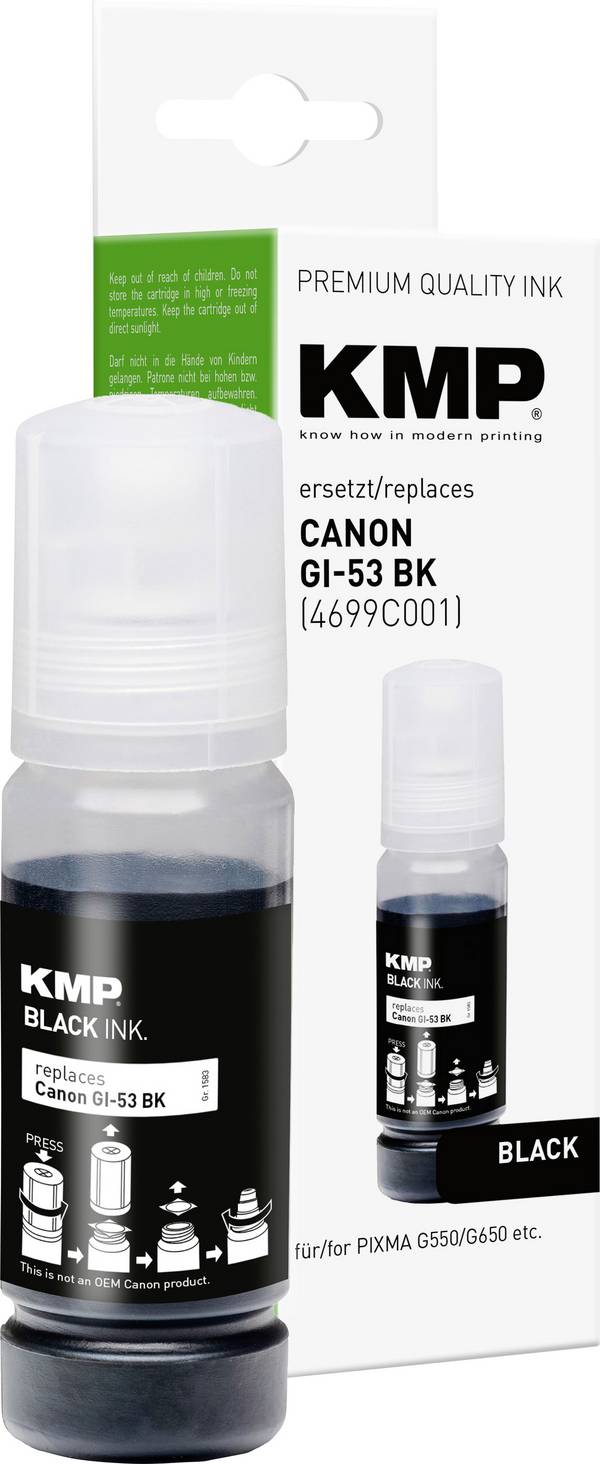 KMP Ink refill náhradní Canon GI53BK (4699C001) kompatibilní  černá 60 ml 1583,0001 1583,0001
