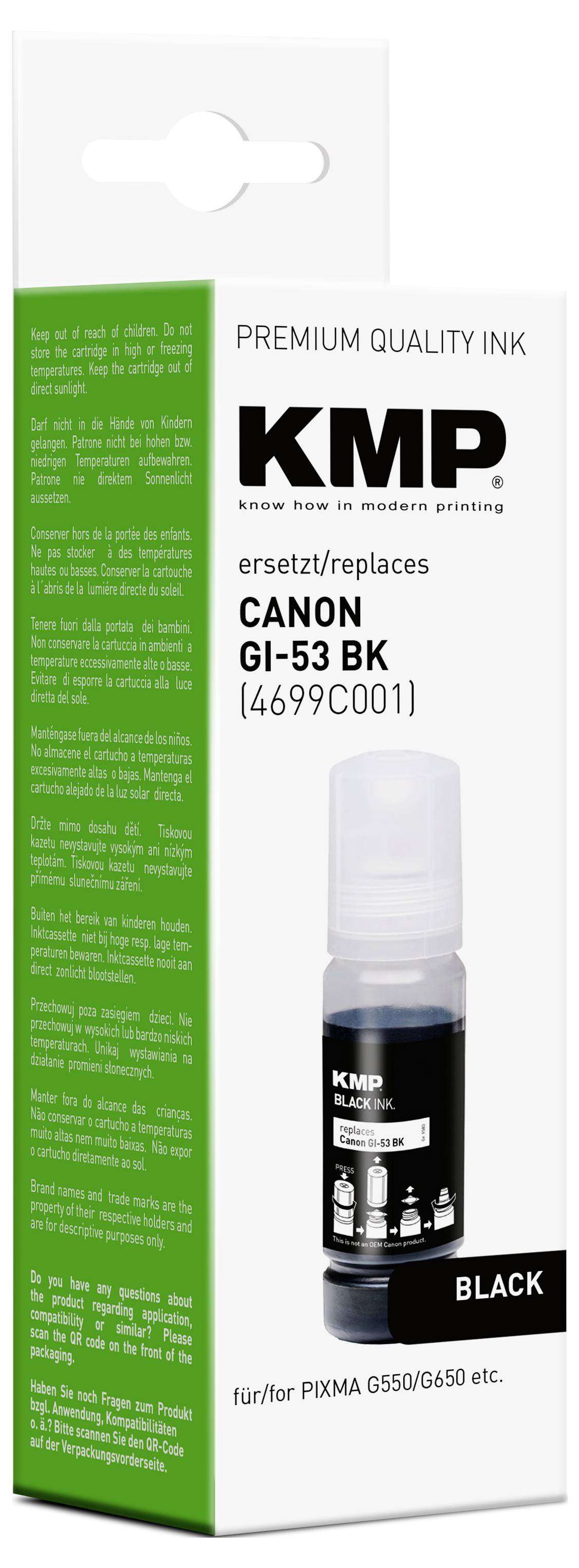 KMP Ink refill náhradní Canon GI53BK (4699C001) kompatibilní černá 60 ml 1583,0001 1583,0001-2