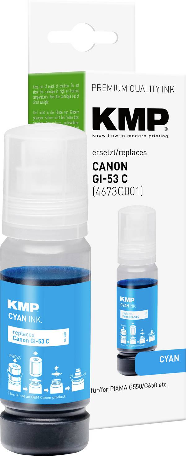 KMP Ink refill náhradní Canon GI53C (4673C001) kompatibilní  azurová 60 ml 1583,0003 1583,0003