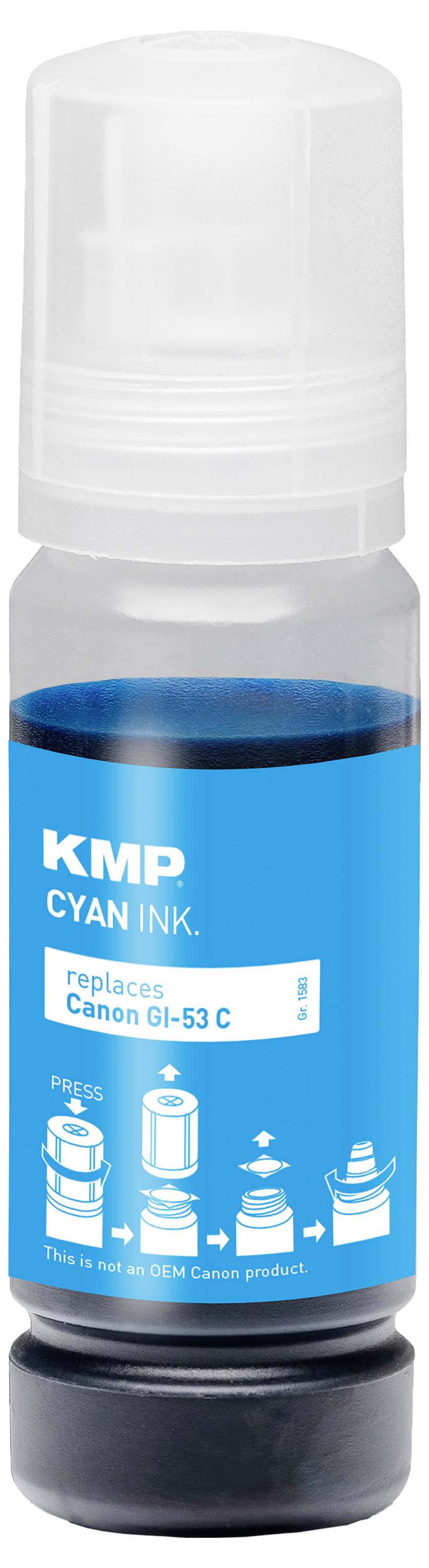 KMP Ink refill náhradní Canon GI53C (4673C001) kompatibilní azurová 60 ml 1583,0003 1583,0003-1