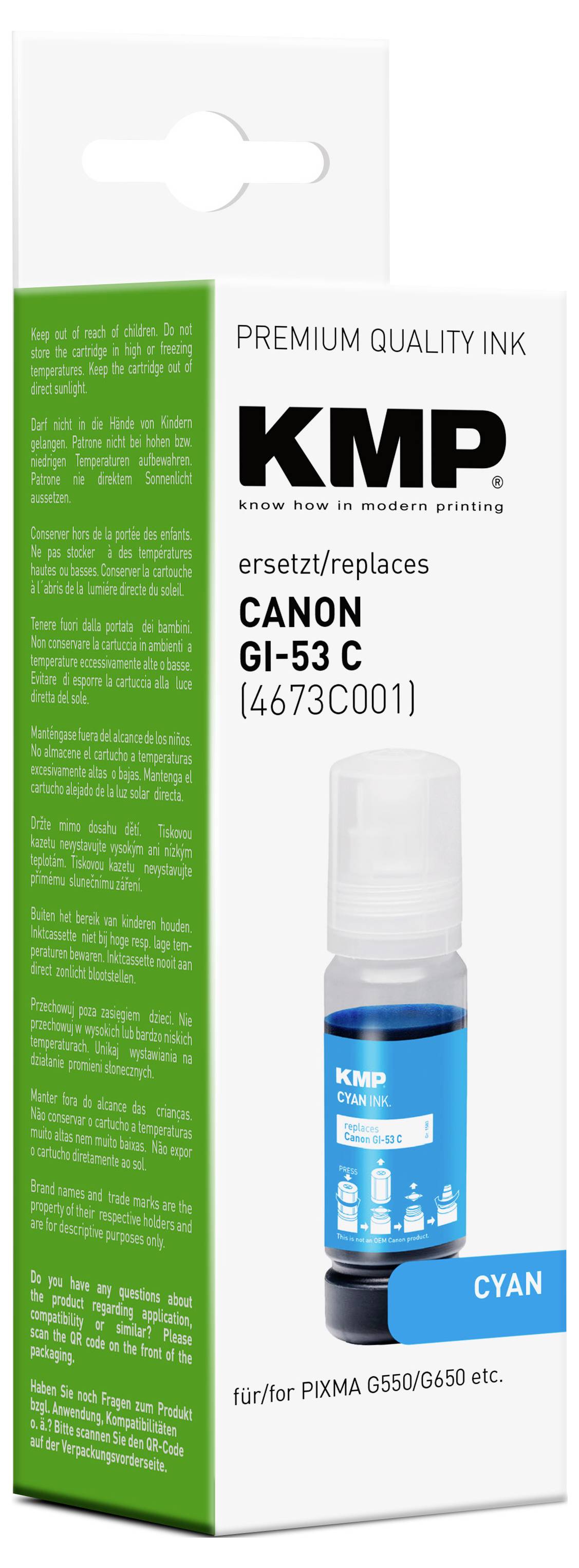 KMP Ink refill náhradní Canon GI53C (4673C001) kompatibilní azurová 60 ml 1583,0003 1583,0003-2