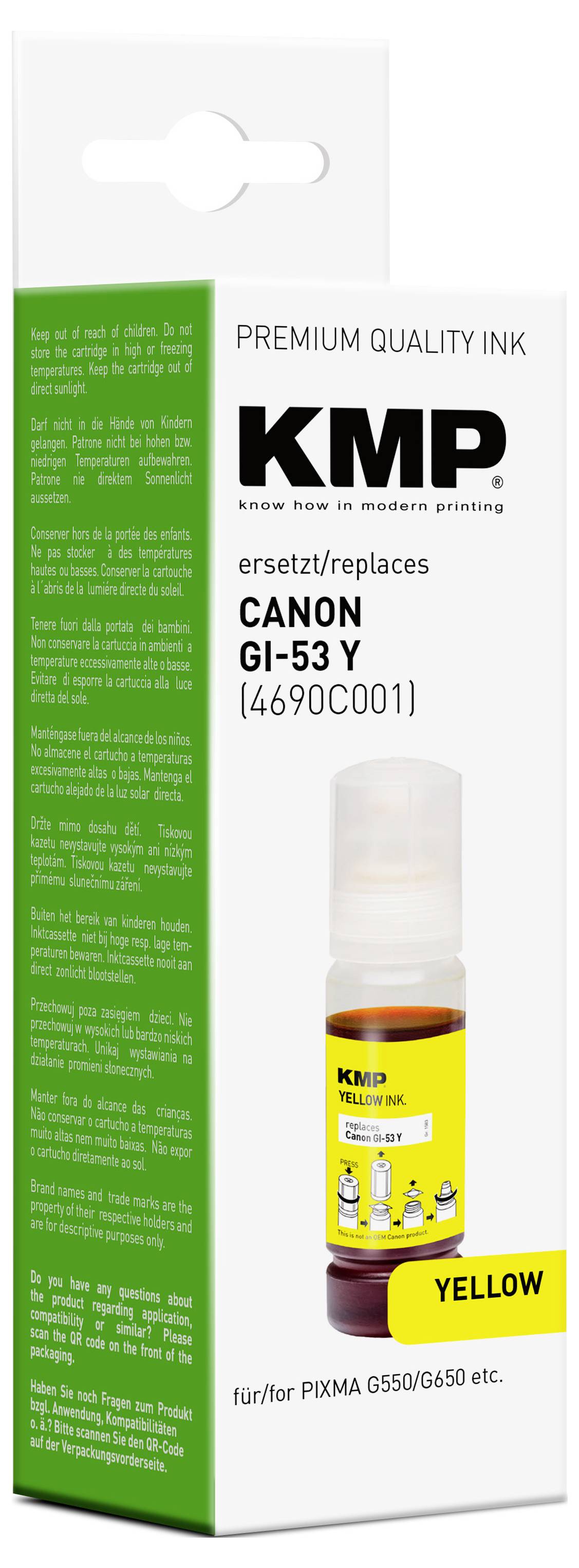 KMP Ink refill náhradní Canon GI53Y (4690C001) kompatibilní žlutá 60 ml 1583,0009 1583,0009-2