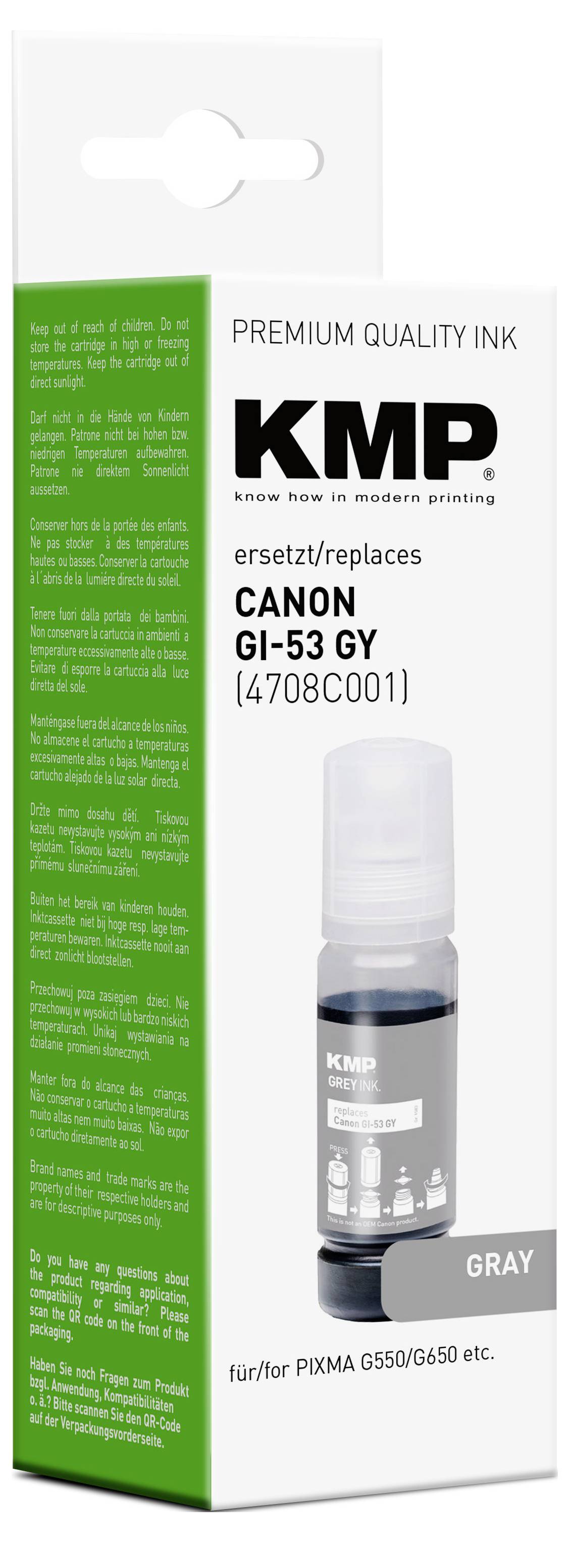 KMP Ink refill náhradní Canon GI53GY (4708C001) kompatibilní šedá 60 ml 1583,0041 1583,0041-2