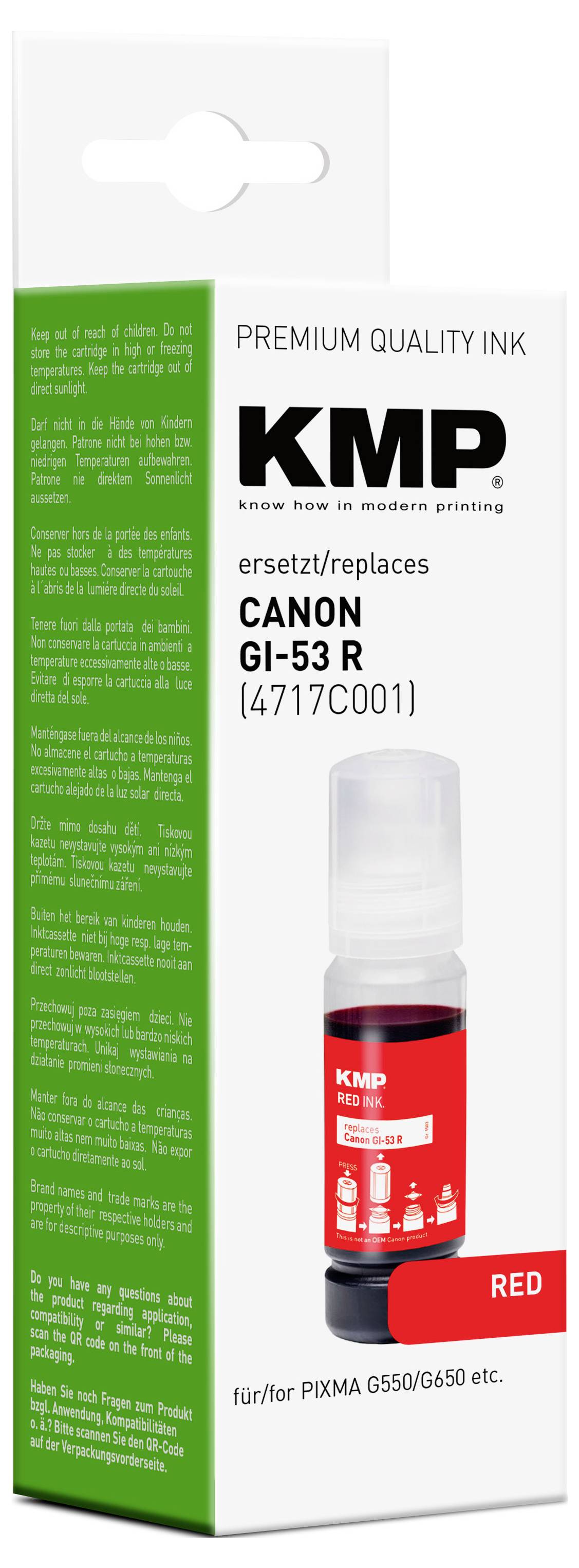 KMP Ink refill náhradní Canon GI53R (4717C001) kompatibilní červená 60 ml 1583,0007 1583,0007-2
