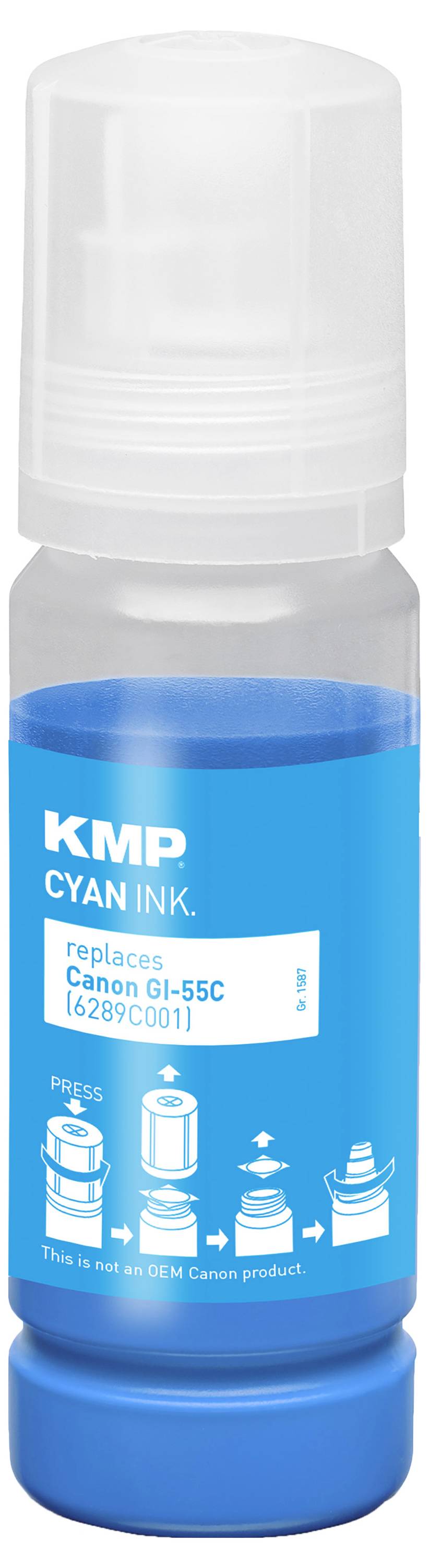 KMP Ink refill náhradní Canon GI55C (6289C001) kompatibilní azurová 70 ml 1587,5003 1587,5003-1