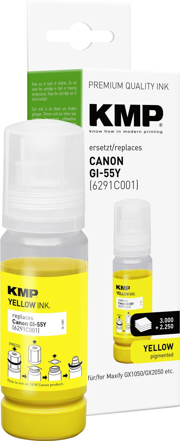 KMP Ink refill náhradní Canon GI55Y (6291C001) kompatibilní  žlutá 70 ml 1587,5009 1587,5009