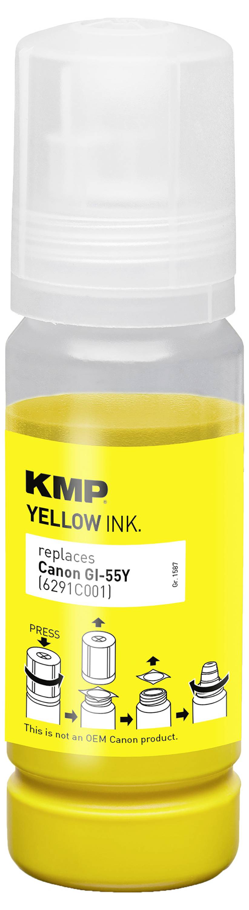 KMP Ink refill náhradní Canon GI55Y (6291C001) kompatibilní žlutá 70 ml 1587,5009 1587,5009-1