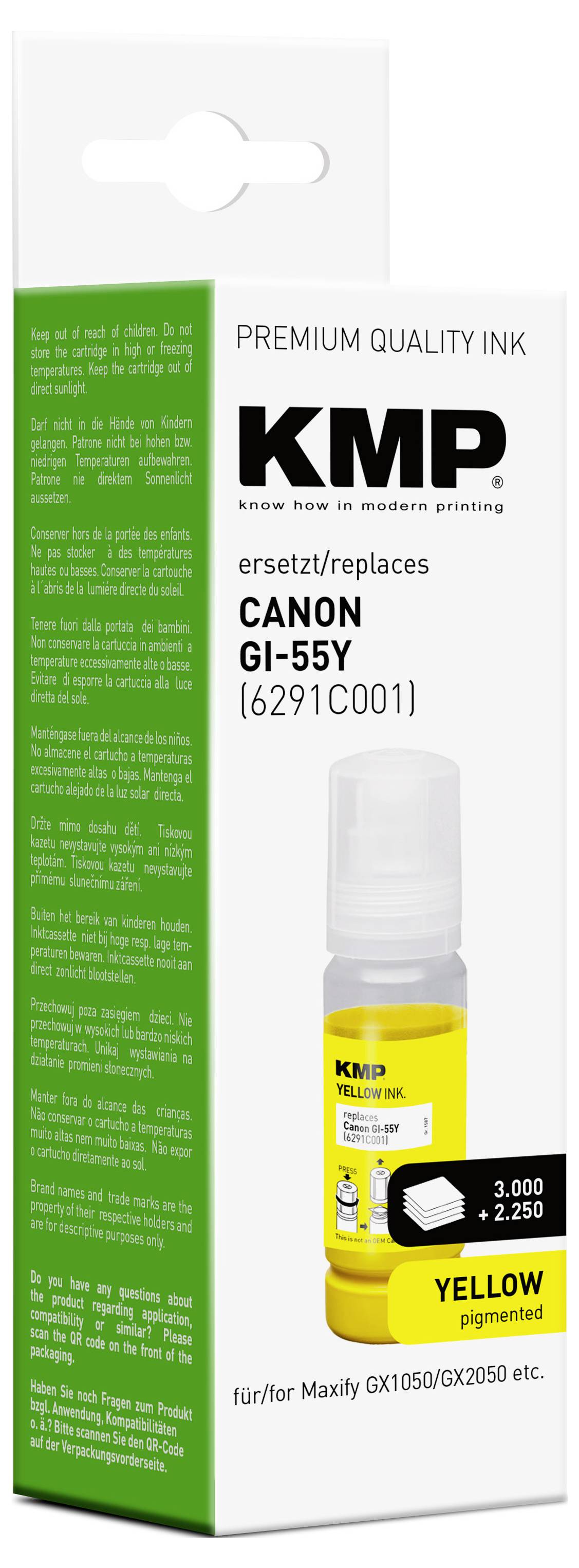 KMP Ink refill náhradní Canon GI55Y (6291C001) kompatibilní žlutá 70 ml 1587,5009 1587,5009-2