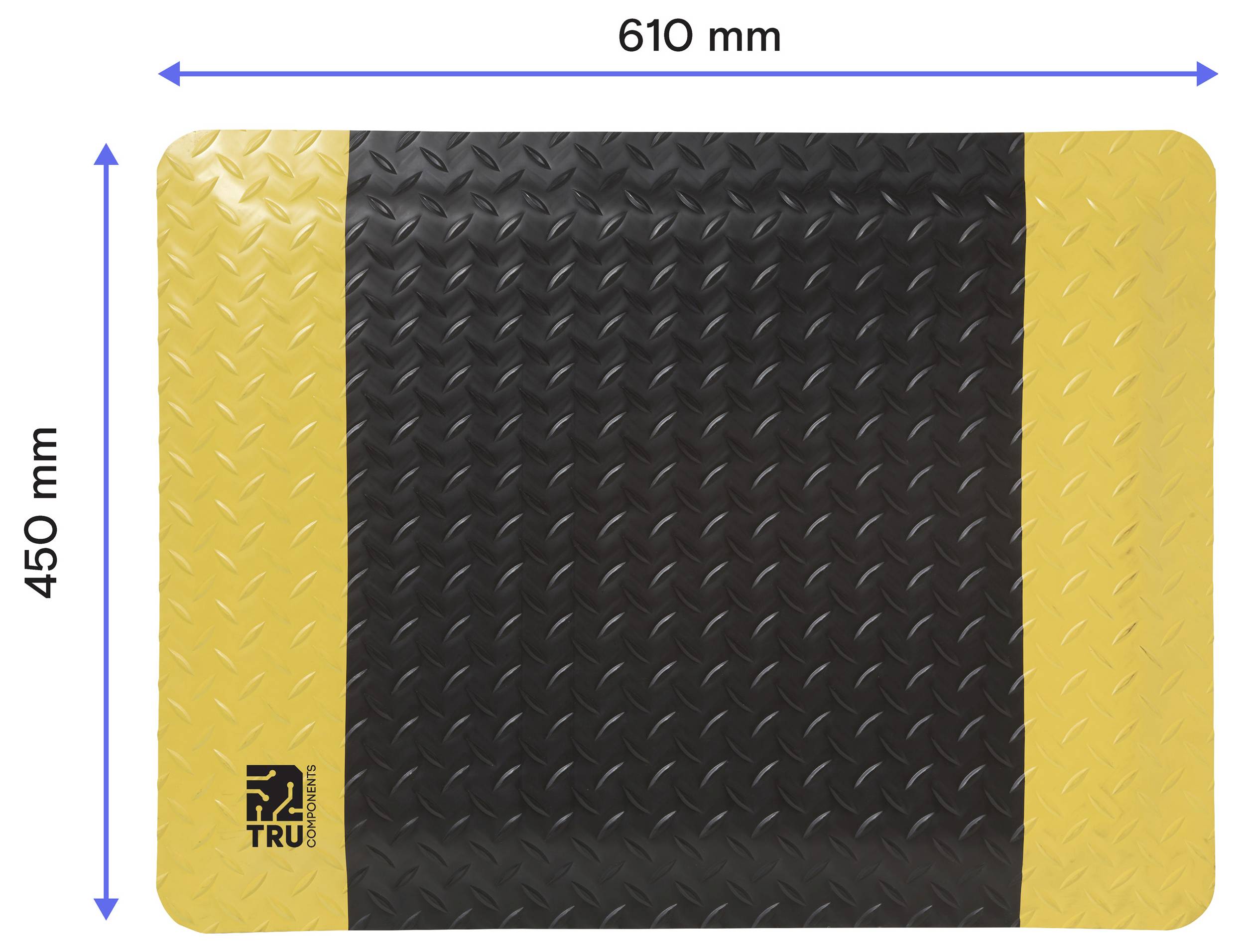 TRU COMPONENTS ESD podlahová rohož černá, žlutá (d x š x v) 610 x 450 x 18 mm Antistatické-5