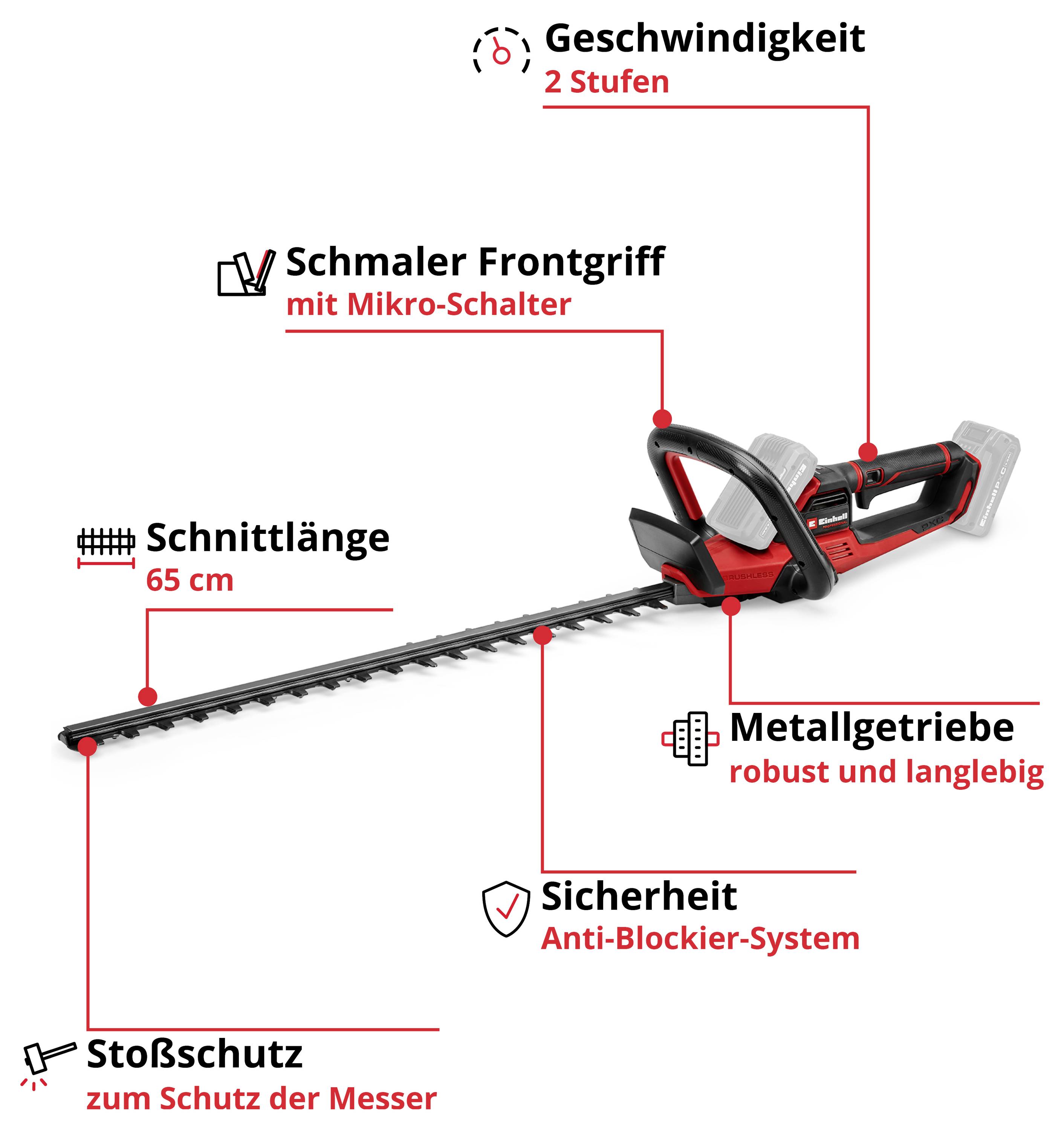 Einhell Professional GP-CH 36/65 Li BL-Solo PXC akumulátor Aku nůžky na živý plot nastavitelná řídítka, bez akumulátoru,-2