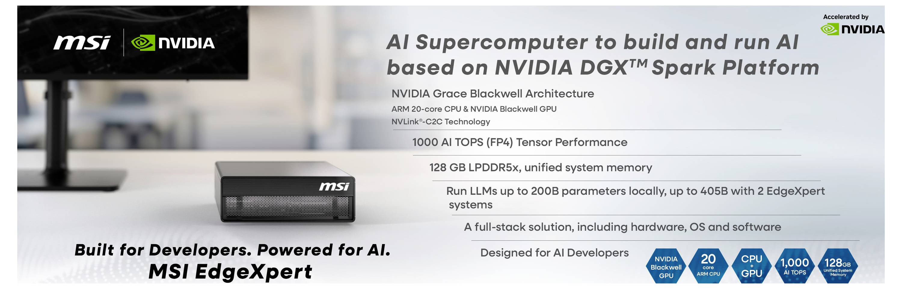 MSI pracovní stanice MSI EDGEXPERT-32SEU-BGB104TG5 128GB SPDD 2.5 cm (1 palec) ARM Cortex GB10 128 GB RAM 4 TB SSD 9S6-C-17