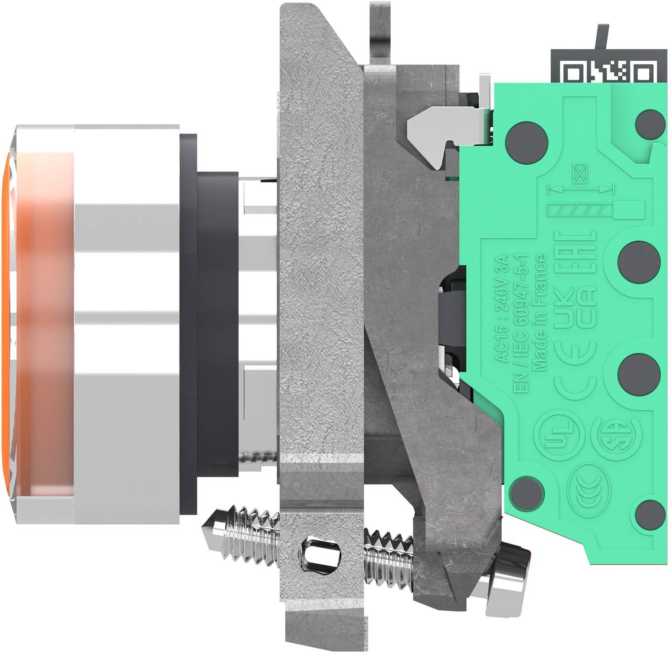 Schneider Electric XB4BW35B55 Podsvětlené tlačítko, Harmony XB4, kov, 22 mm, oranžová nepopsaná, LED, hladká kalota, 1S+-6