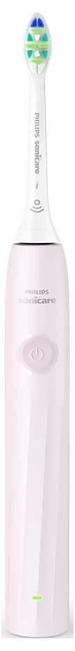 Elektrický zubní kartáček Philips Sonicare v světle růžové barvě s bílou hlavicí kartáčku a tlačítkem napájení.