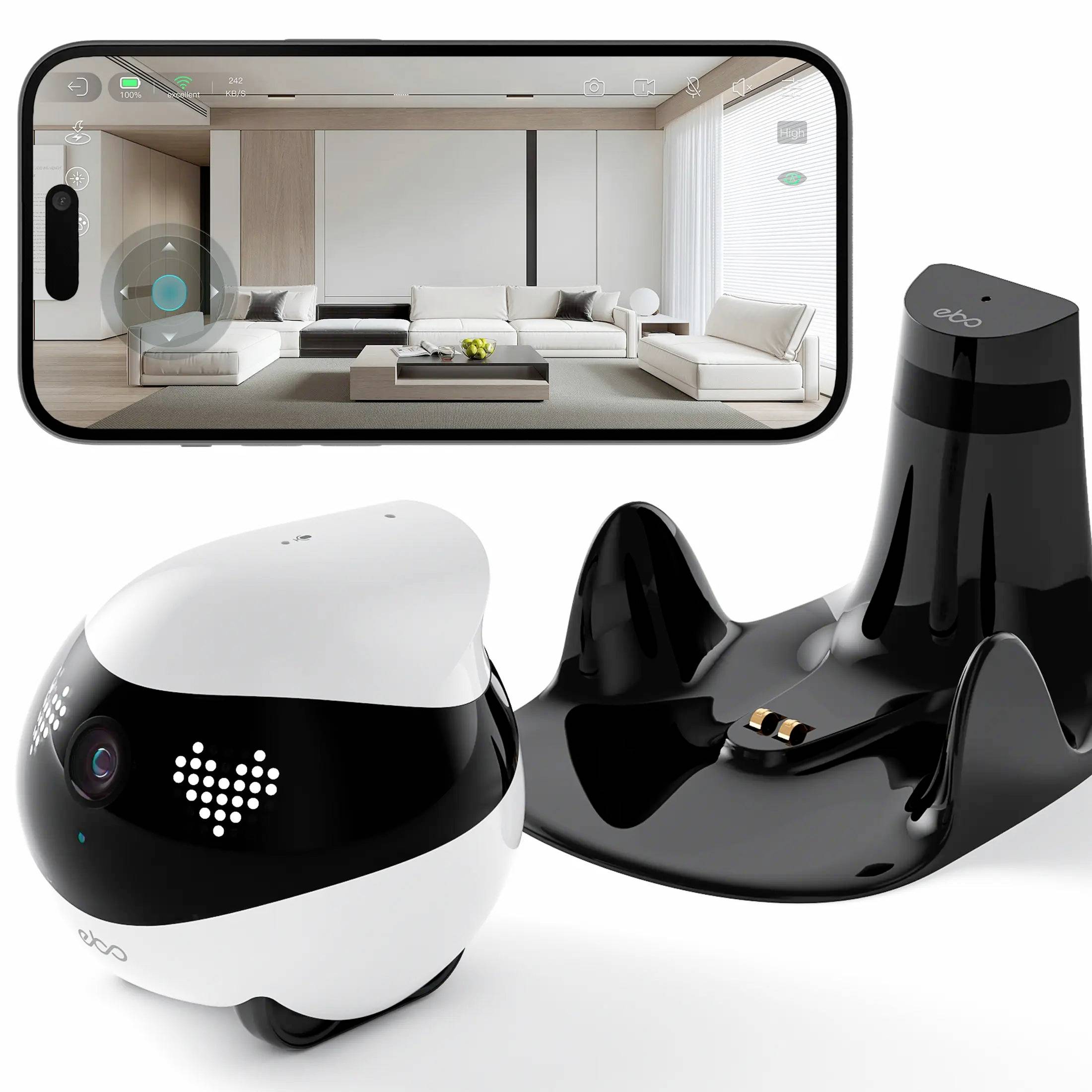 EnaBot Enabot EBO Air 2 Haustierroboter 2K Kame robotické domácí zvířátko černá, bílá 1 ks-0