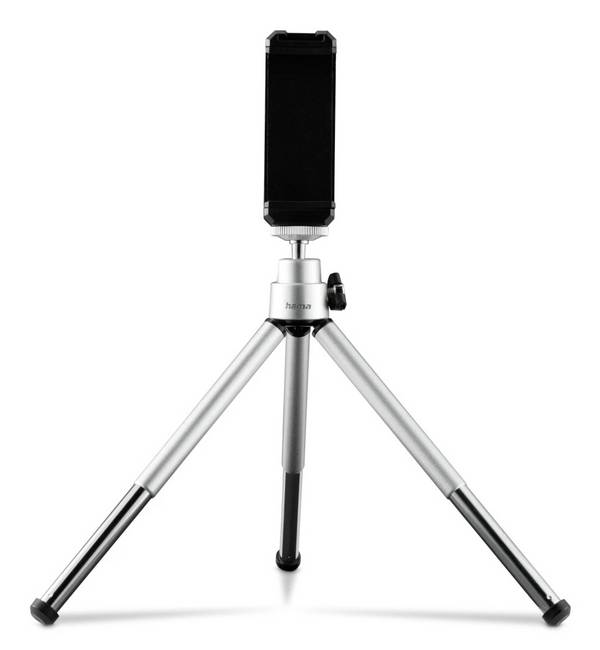 Hama Fancy 2in1 mini stativ 1/4palcové min./max.výška=12 - 16 cm stříbrná pro chytré telefony a akční kamery, vč. držáku smartphonu