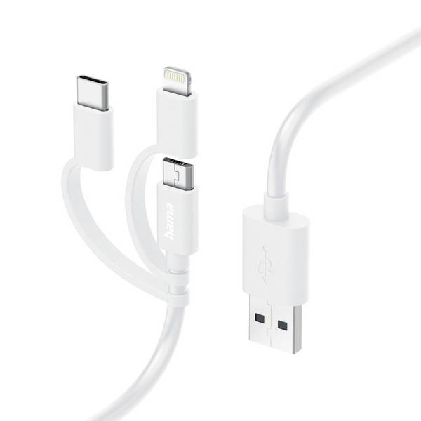 Hama USB kabel USB 2.0 USB-A zástrčka, USB-C ® zástrčka, Apple Lightning konektor, USB Micro-A zástrčka 1 m bílá 00201535