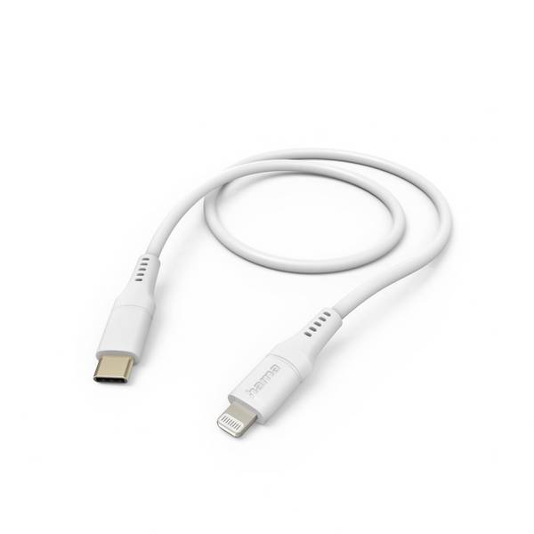 Hama Nabíjecí kabel USB USB 2.0 Apple Lightning konektor, USB-C ® zástrčka 1.5 m bílá flexibilní provedení 00201574