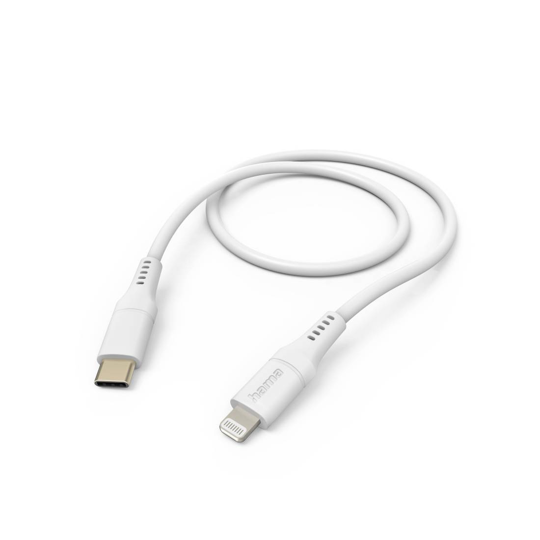 Hama Nabíjecí kabel USB USB 2.0 Apple Lightning konektor, USB-C ® zástrčka 1.5 m bílá flexibilní provedení 00201574-0