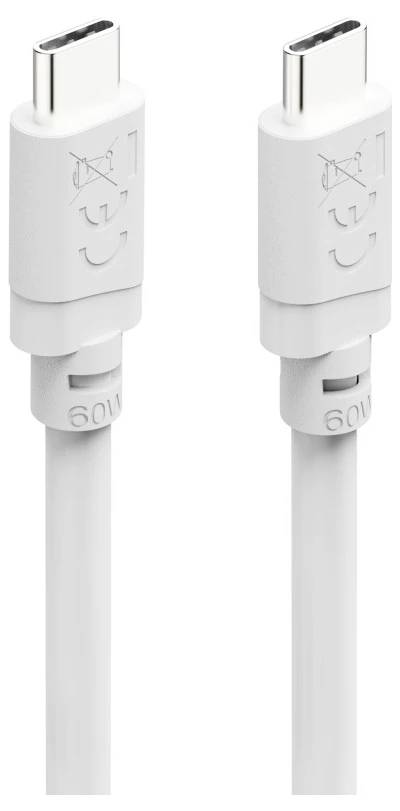 Dva bílé USB-C nabíjecí kabely zobrazené vedle sebe na prostém pozadí.
