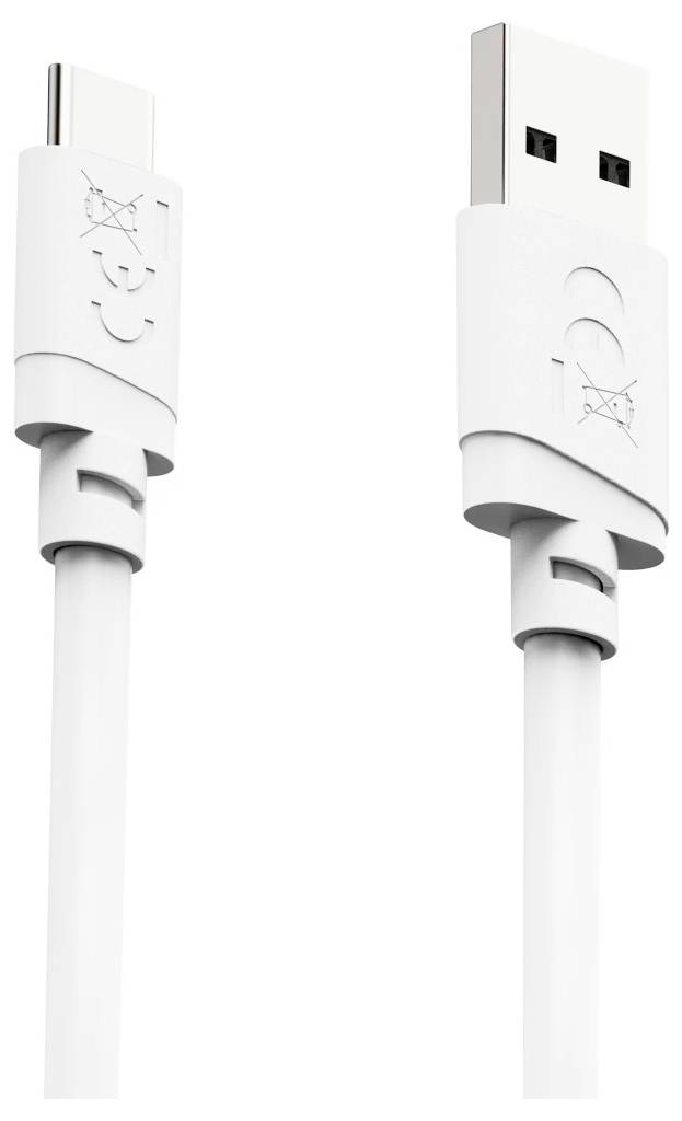 Dva bílé USB kabely s kreslenými obličeji na konektorech, zobrazené na jednoduchém pozadí.