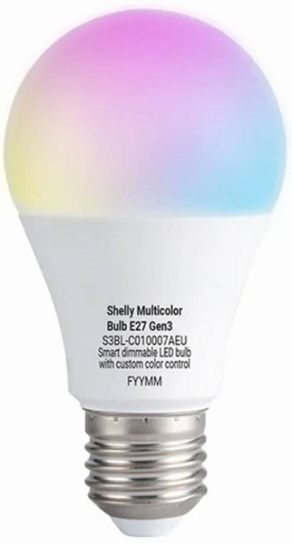 Shelly Multicolor Bulb E27 Gen3 Shelly LED žárovka, LED stmívač Energetická třída (EEK2021): F (A - G) Wi-Fi, Bluetooth