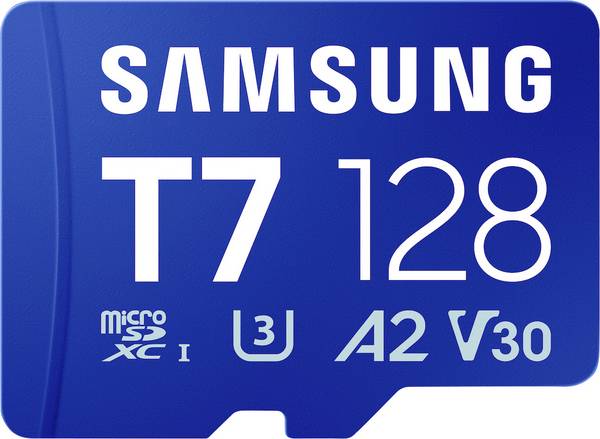 Samsung T7 paměťová karta microSDXC Retail 128 GB UHS-I U3, A2 Application Performance Class, Class 10, v30 Video Speed Class