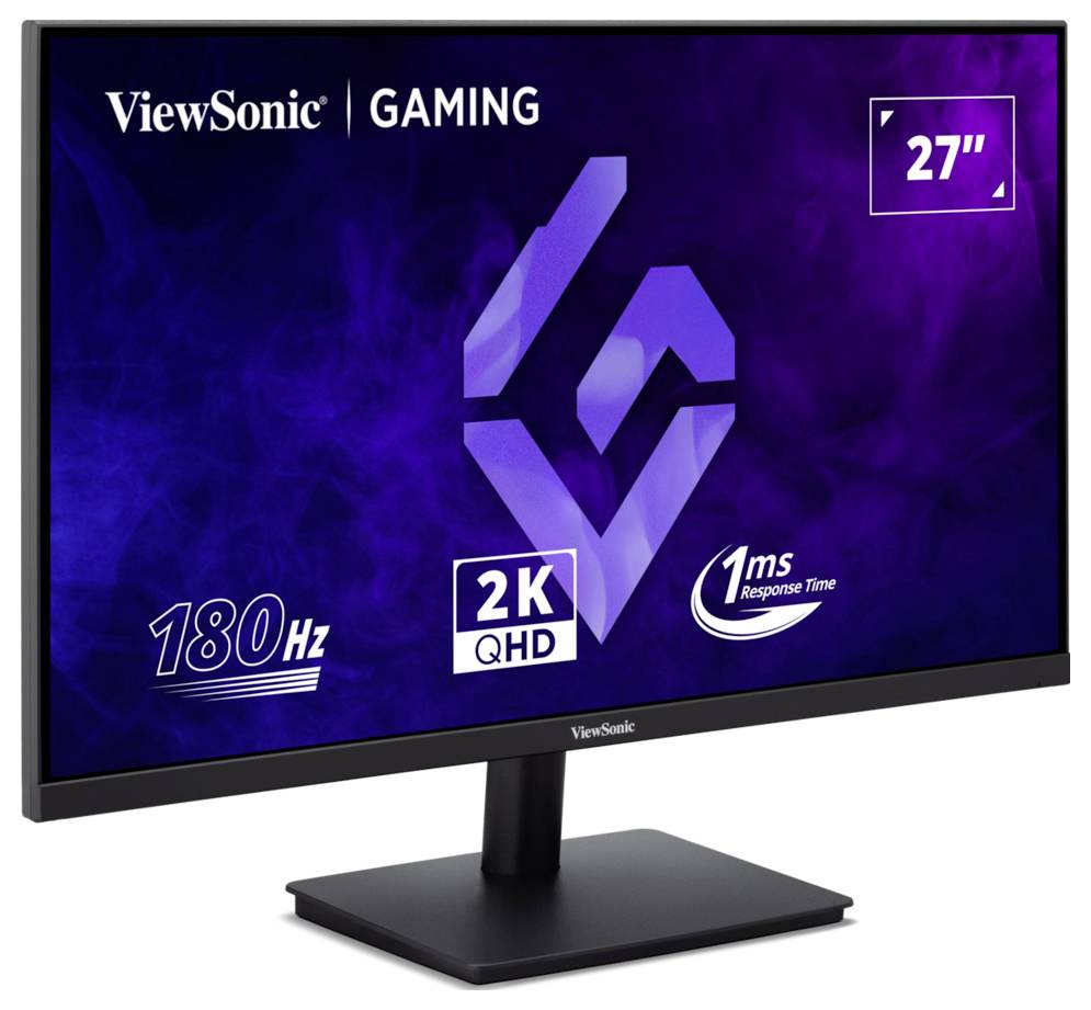 ViewSonicův herní monitor s 27palcovým displejem, rozlišením 2K QHD, obnovovací frekvencí 180Hz a dobou odezvy 1ms.