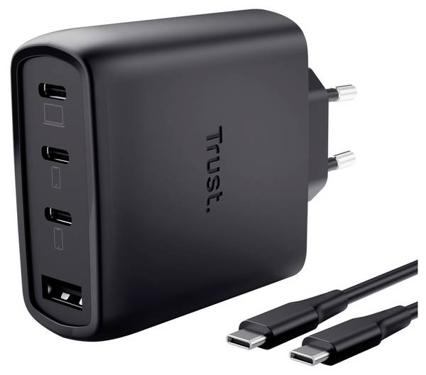 Trust Maxo USB nabíječka, GaN, 65 W, QC 4+, černá