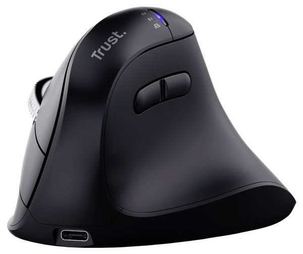 Trust Vyran optická ergonomická myš, přenos bezdrátový, 8 tlačítko, 4800 dpi, černá