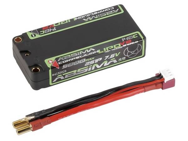 Absima 4150029 akupack (HV LiPo) (modelářství), 7.6 V, 5000 mAh, Shorty Hardcase, 5 mm zásuvka, 5 mm zlato