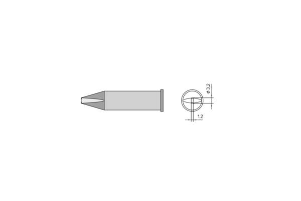 Weller XHT C MEISSELSPITZE 3,2X1,2 VERP. pájecí hrot dlátový Velikost hrotů 3.2 mm Délka hrotů 48 mm Obsah 1 ks