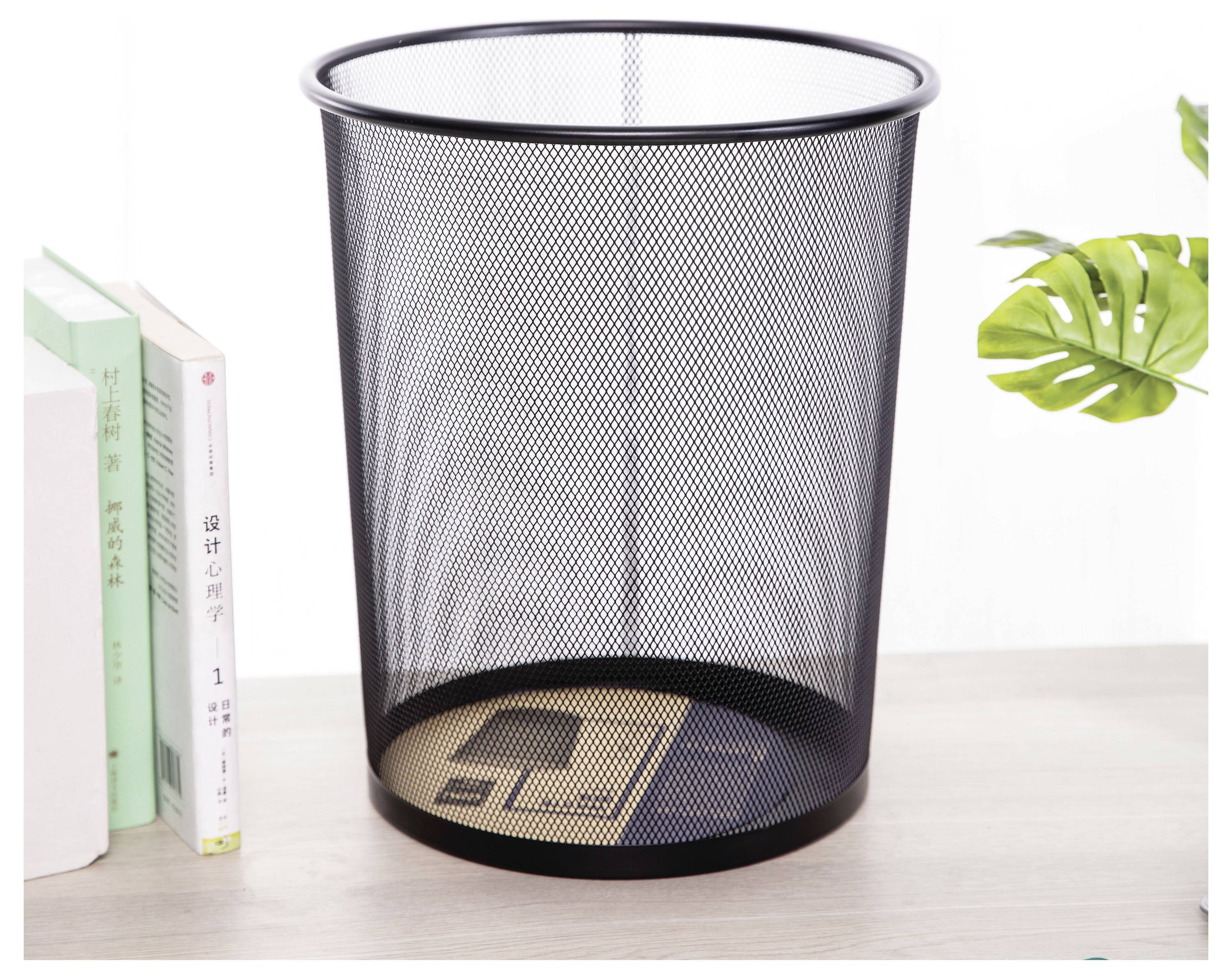 DELI E9189 D951490 odpadkový koš, 18 l, kov, (Ø x v) 29.5 cm x 34 cm, černá, 1 ks-4