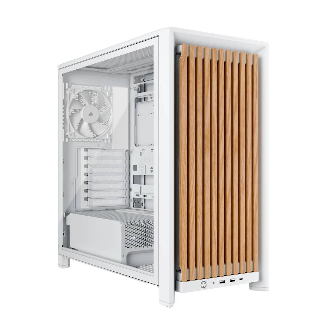 Corsair FRAME 4000D RS, White/Oak midi tower PC skříň dřevo, bílá-0