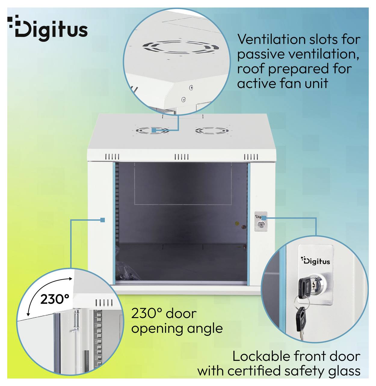 Digitus DN-37106 19" skříň pro datové sítě 9 U šedá, šedá (RAL 7035), světle šedá, šedobílá (RAL 7035)-3