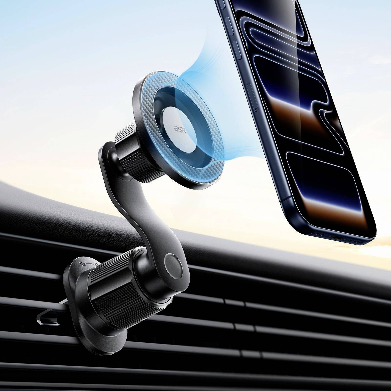 ESR OmniLock upevnění na ventilační mřížku držák mobilního telefonu do auta otočné o 360°, s magnetickým upevněním-0