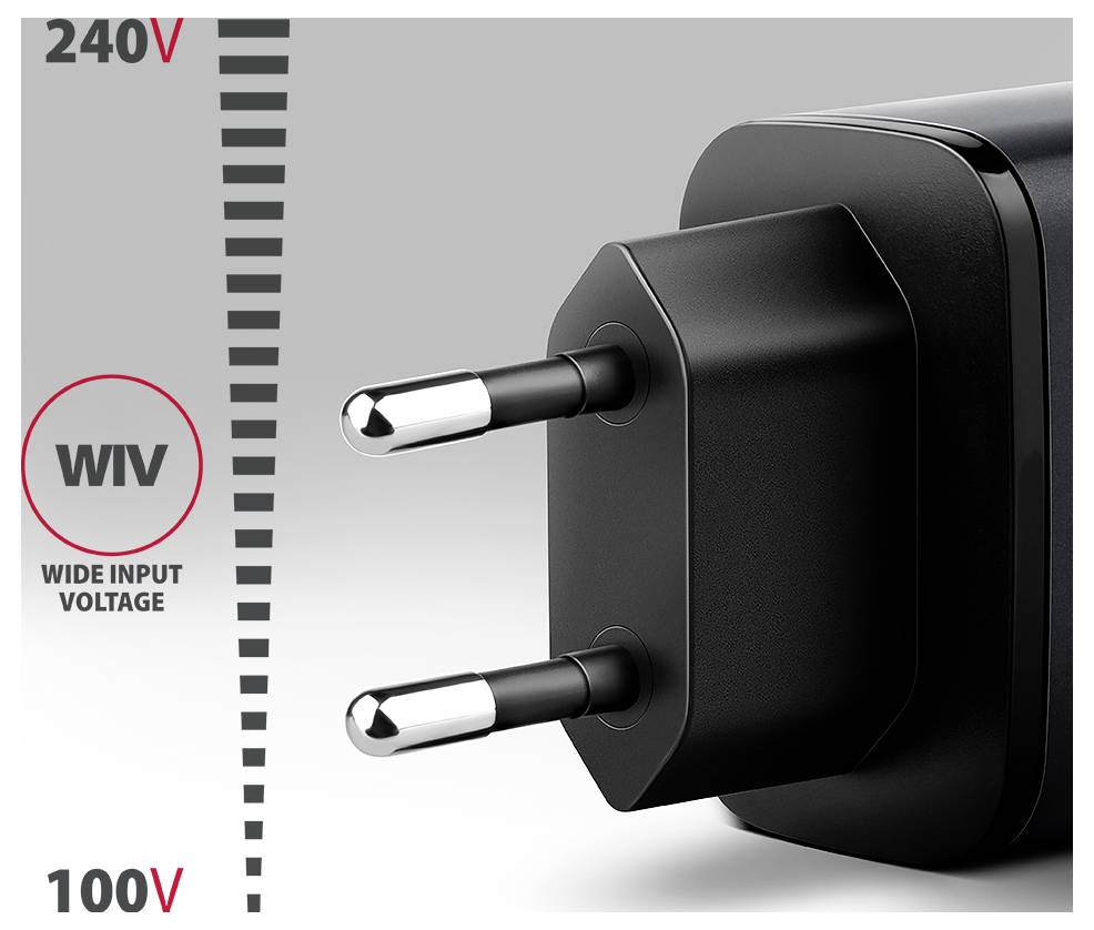 AXAGON USB nabíječka, GaN, USB-C® zásuvka (nabíjení), USB-A zásuvka, 67 W, Quick Charge 3.0, černá, šedá-2