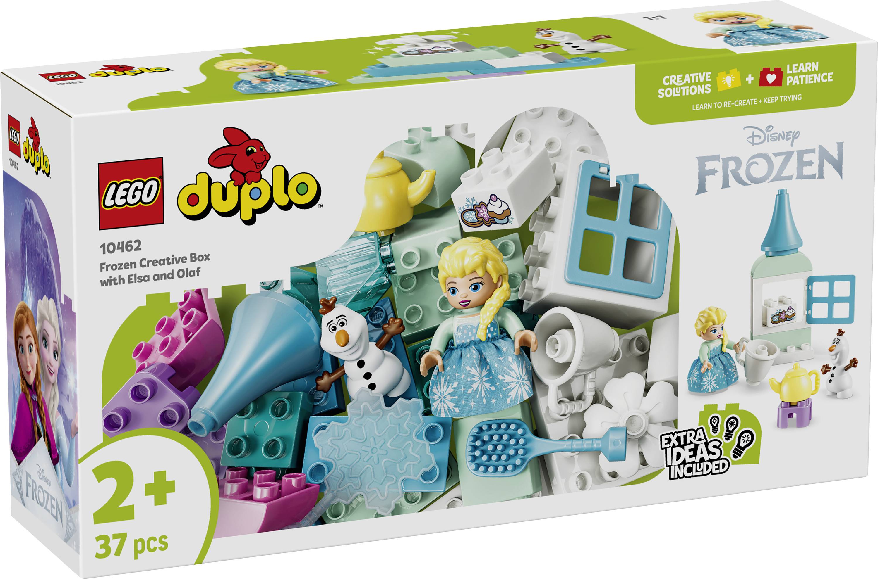 LEGO DUPLO Frozen Kreativní box - sada v krabici s Elsou, Olafem a příslušenstvím; označená '10462', '2+ let' a '37 ks'.