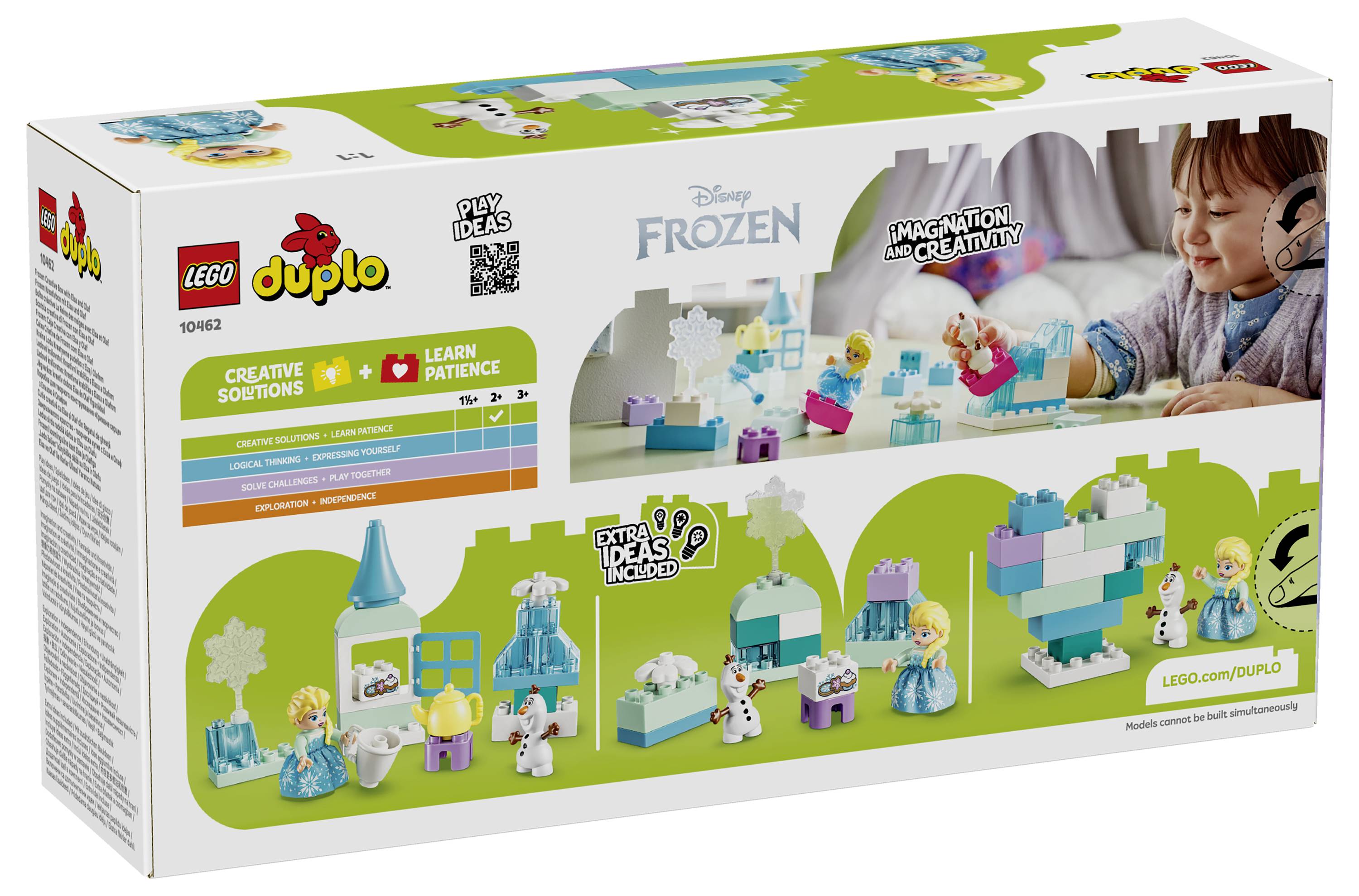LEGO DUPLO Disney Frozen Tvůrčí stavební sada s postavami Anny, Elsy, Olafy a nápady na modely s tématikou Ledového království pro fantazijní hru.