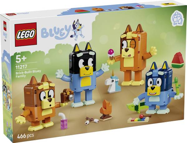 11217 LEGO® NINJAGO Rodina Blueys; stavebnice s 4 figurami Bluey s proměnlivým vytištěním obličeje