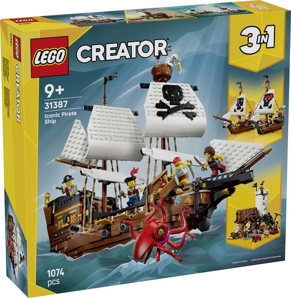 31387 LEGO® CREATOR Piratská loď přestavitelná v Burgu nebo dvojité lodi; stavebnice s 5 minifigurami